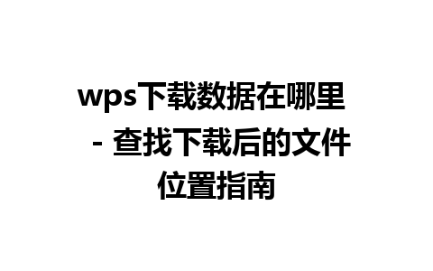 wps下载数据在哪里  - 查找下载后的文件位置指南