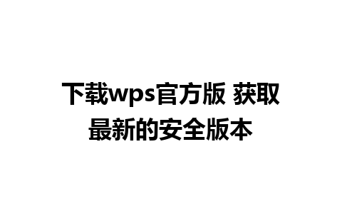 下载wps官方版 获取最新的安全版本