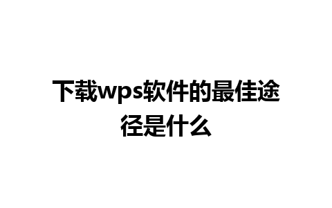 下载wps软件的最佳途径是什么 