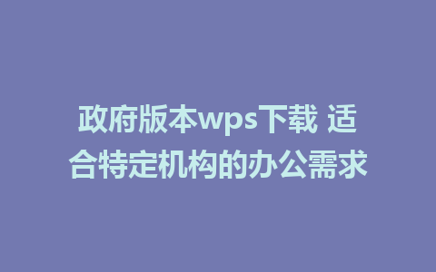 政府版本wps下载 适合特定机构的办公需求