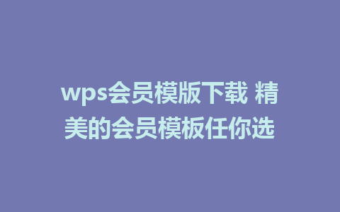 wps会员模版下载 精美的会员模板任你选