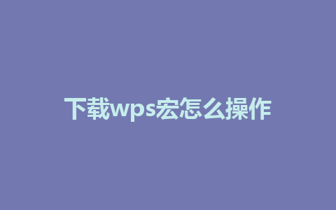 下载wps宏怎么操作