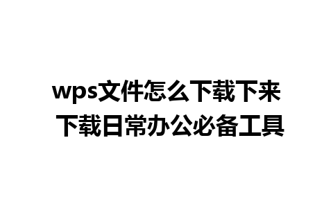 wps文件怎么下载下来 下载日常办公必备工具