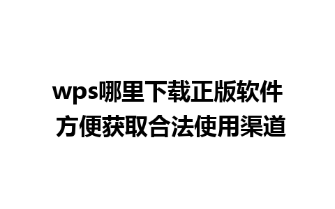 wps哪里下载正版软件 方便获取合法使用渠道