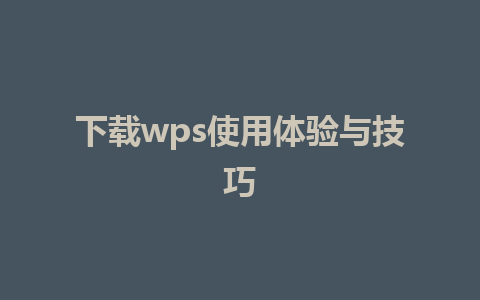 下载wps使用体验与技巧