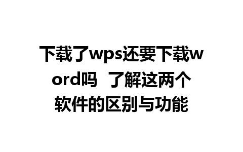 下载了wps还要下载word吗  了解这两个软件的区别与功能