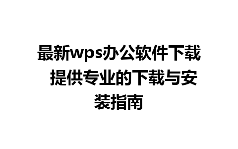 最新wps办公软件下载  提供专业的下载与安装指南