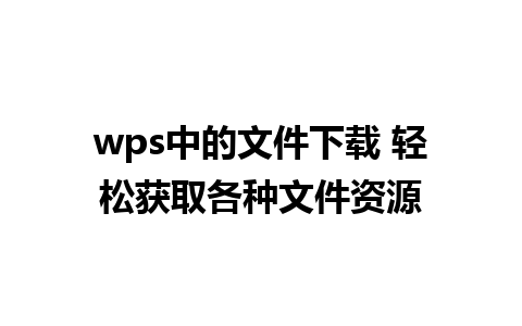 wps中的文件下载 轻松获取各种文件资源