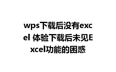 wps下载后没有excel 体验下载后未见Excel功能的困惑