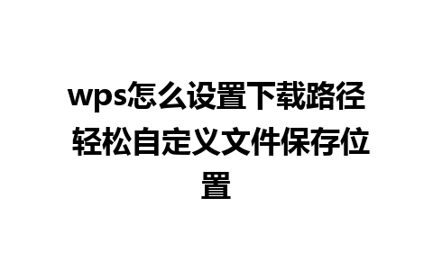 wps怎么设置下载路径 轻松自定义文件保存位置