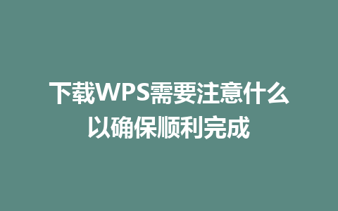 下载WPS需要注意什么以确保顺利完成