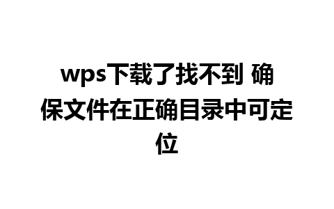 wps下载了找不到 确保文件在正确目录中可定位