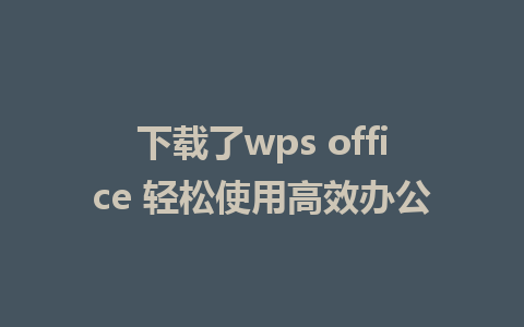 下载了wps office 轻松使用高效办公