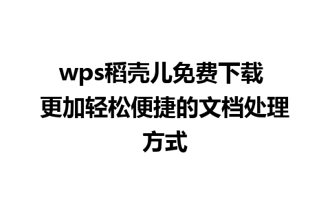 wps稻壳儿免费下载 更加轻松便捷的文档处理方式