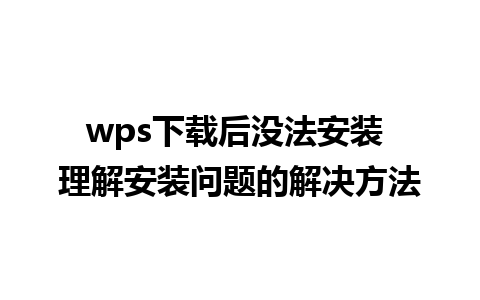 wps下载后没法安装 理解安装问题的解决方法