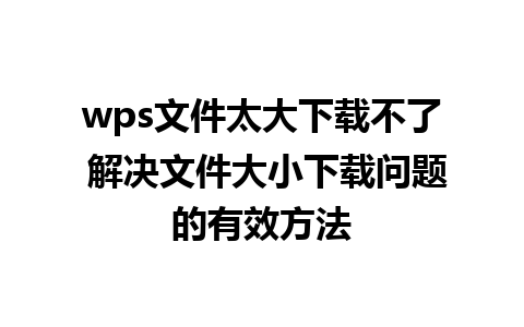 wps文件太大下载不了 解决文件大小下载问题的有效方法