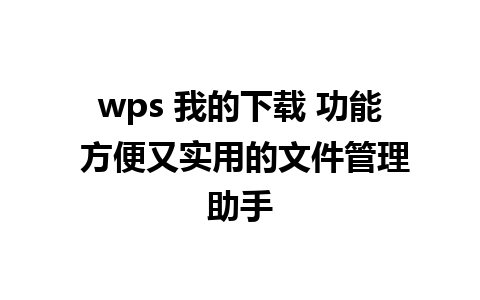 wps 我的下载 功能 方便又实用的文件管理助手