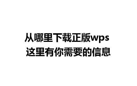 从哪里下载正版wps 这里有你需要的信息