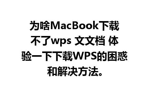 为啥MacBook下载不了wps 文文档 体验一下下载WPS的困惑和解决方法。