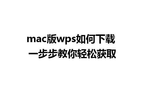 mac版wps如何下载 一步步教你轻松获取