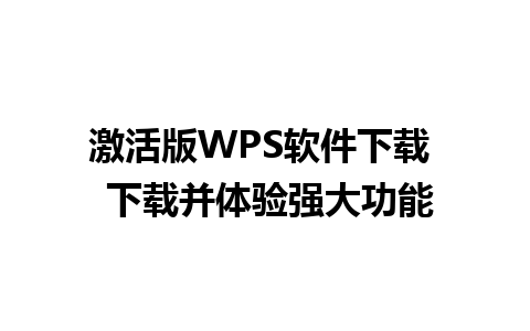 激活版WPS软件下载  下载并体验强大功能