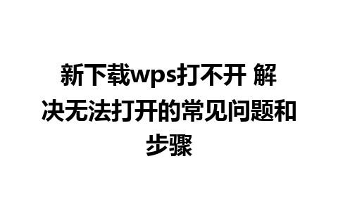 新下载wps打不开 解决无法打开的常见问题和步骤