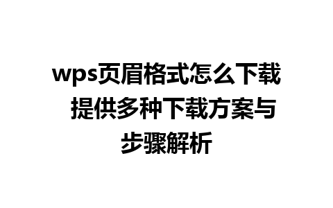 wps页眉格式怎么下载  提供多种下载方案与步骤解析