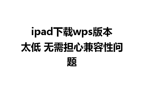 ipad下载wps版本太低 无需担心兼容性问题