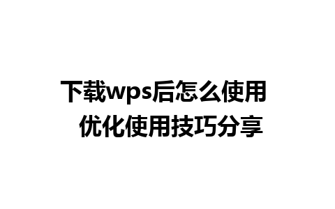 下载wps后怎么使用  优化使用技巧分享