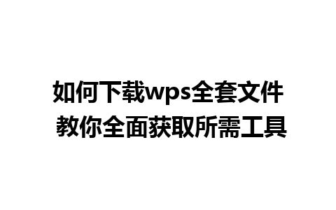 如何下载wps全套文件 教你全面获取所需工具