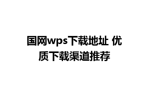 国网wps下载地址 优质下载渠道推荐