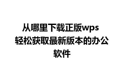 从哪里下载正版wps 轻松获取最新版本的办公软件