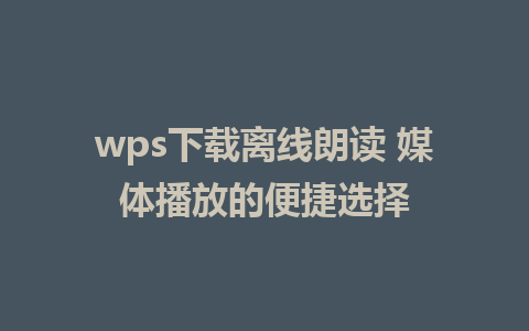 wps下载离线朗读 媒体播放的便捷选择