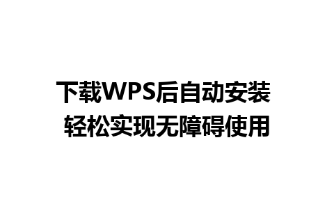 下载WPS后自动安装 轻松实现无障碍使用