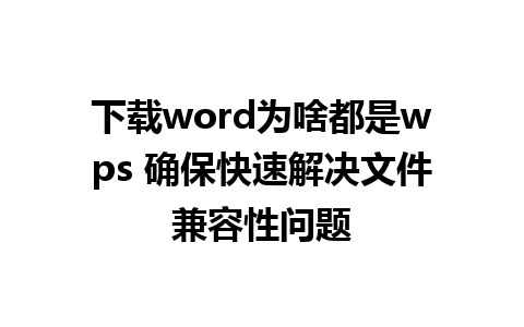 下载word为啥都是wps 确保快速解决文件兼容性问题