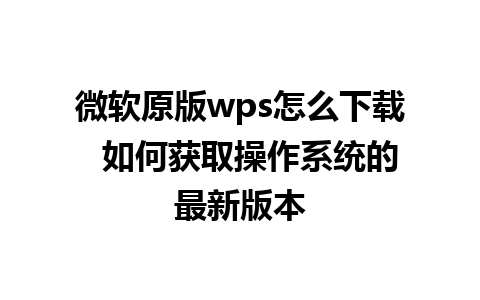 微软原版wps怎么下载  如何获取操作系统的最新版本