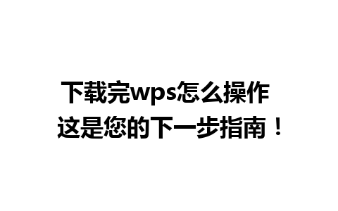 下载完wps怎么操作 这是您的下一步指南！