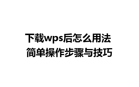 下载wps后怎么用法 简单操作步骤与技巧