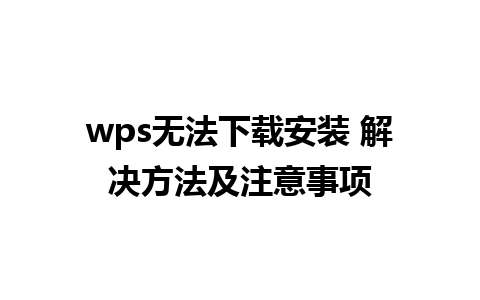 wps无法下载安装 解决方法及注意事项