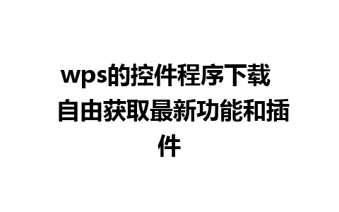 wps的控件程序下载  自由获取最新功能和插件