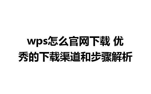 wps怎么官网下载 优秀的下载渠道和步骤解析