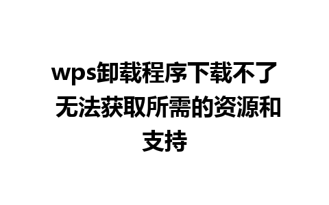 wps卸载程序下载不了 无法获取所需的资源和支持