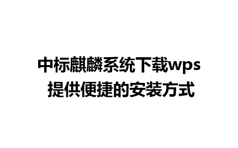 中标麒麟系统下载wps 提供便捷的安装方式