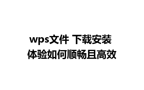 wps文件 下载安装 体验如何顺畅且高效