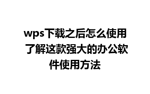 wps下载之后怎么使用 了解这款强大的办公软件使用方法