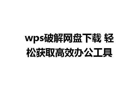  wps破解网盘下载 轻松获取高效办公工具