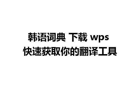 韩语词典 下载 wps 快速获取你的翻译工具