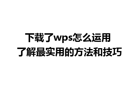 下载了wps怎么运用 了解最实用的方法和技巧