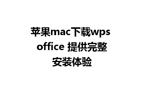 苹果mac下载wps office 提供完整安装体验