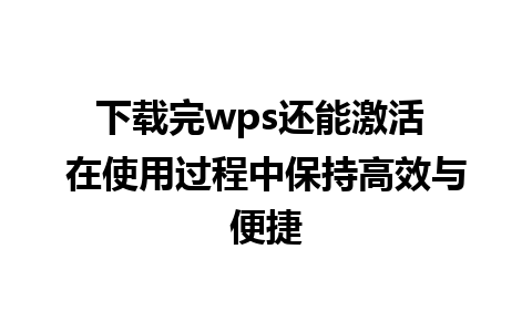 下载完wps还能激活 在使用过程中保持高效与便捷